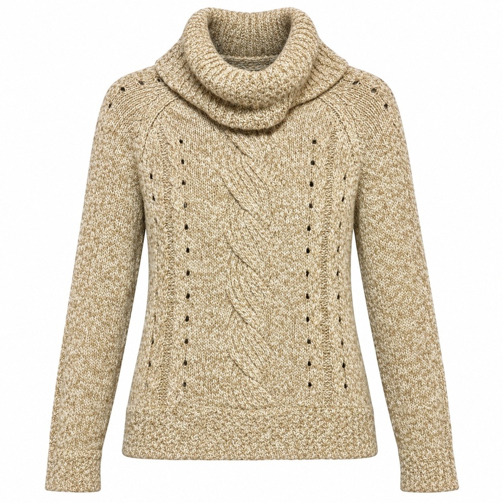 Vtg B. Moss Chunky Cable Knit Roll Neck Sweater Women Size Medium Granola Girl